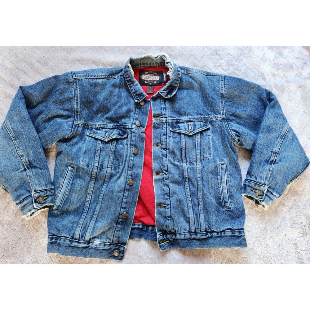Guide Gear Mens Vintage Quilt Lined Denim Jacket Blue Thinsulate Large